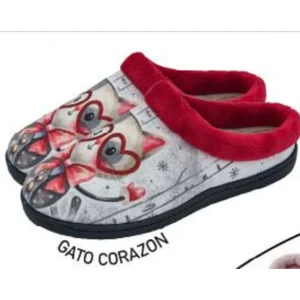 Pluma flex chaussons r12213 gato corazon gris